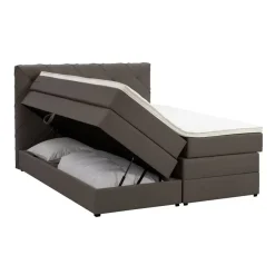 2-Persoons Boxsprings-Leen Bakker Boxspring met opbergruimte Liv geruit - donkerbruin - 180x200 cm
