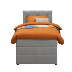 1-Persoons Boxsprings-Leen Bakker Boxspring met opbergruimte Liv geruit - lichtgrijs - 90x200 cm