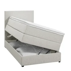 Leen Bakker Boxspring met opbergruimte Liv egaal - ecru - 90x200 cm