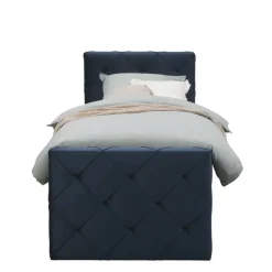 Leen Bakker Boxspring met opbergruimte en voetbord Liv geruit - blauw - 90x200cm