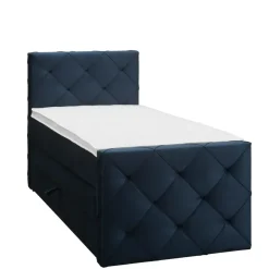 Leen Bakker Boxspring met opbergruimte en voetbord Liv geruit - blauw - 90x200cm