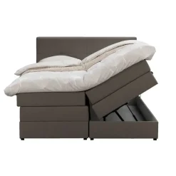 2-Persoons Boxsprings-Leen Bakker Boxspring met opbergruimte Liv geblokt - donkerbruin - 180x200 cm