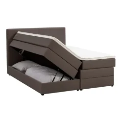 2-Persoons Boxsprings-Leen Bakker Boxspring met opbergruimte Liv geblokt - donkerbruin - 180x200 cm