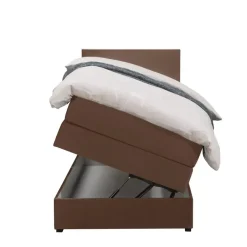 1-Persoons Boxsprings-Leen Bakker Boxspring met opbergruimte Liv egaal - bruin - 90x200 cm