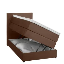 1-Persoons Boxsprings-Leen Bakker Boxspring met opbergruimte Liv egaal - bruin - 90x200 cm