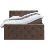 2-Persoons Boxsprings-Leen Bakker Boxspring met opbergruimte en voetbord Liv geruit - bruin - 140x200cm
