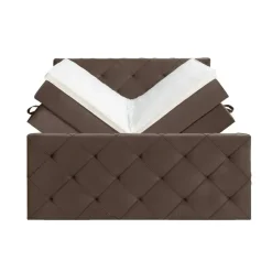 2-Persoons Boxsprings-Leen Bakker Boxspring met opbergruimte en voetbord Liv geruit - bruin - 140x200cm