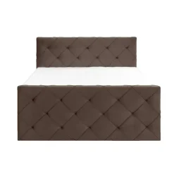 2-Persoons Boxsprings-Leen Bakker Boxspring met opbergruimte en voetbord Liv geruit - bruin - 140x200cm