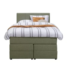 1-Persoons Boxsprings-Leen Bakker Boxspring met opbergruimte Liv geblokt - groen - 120x200 cm