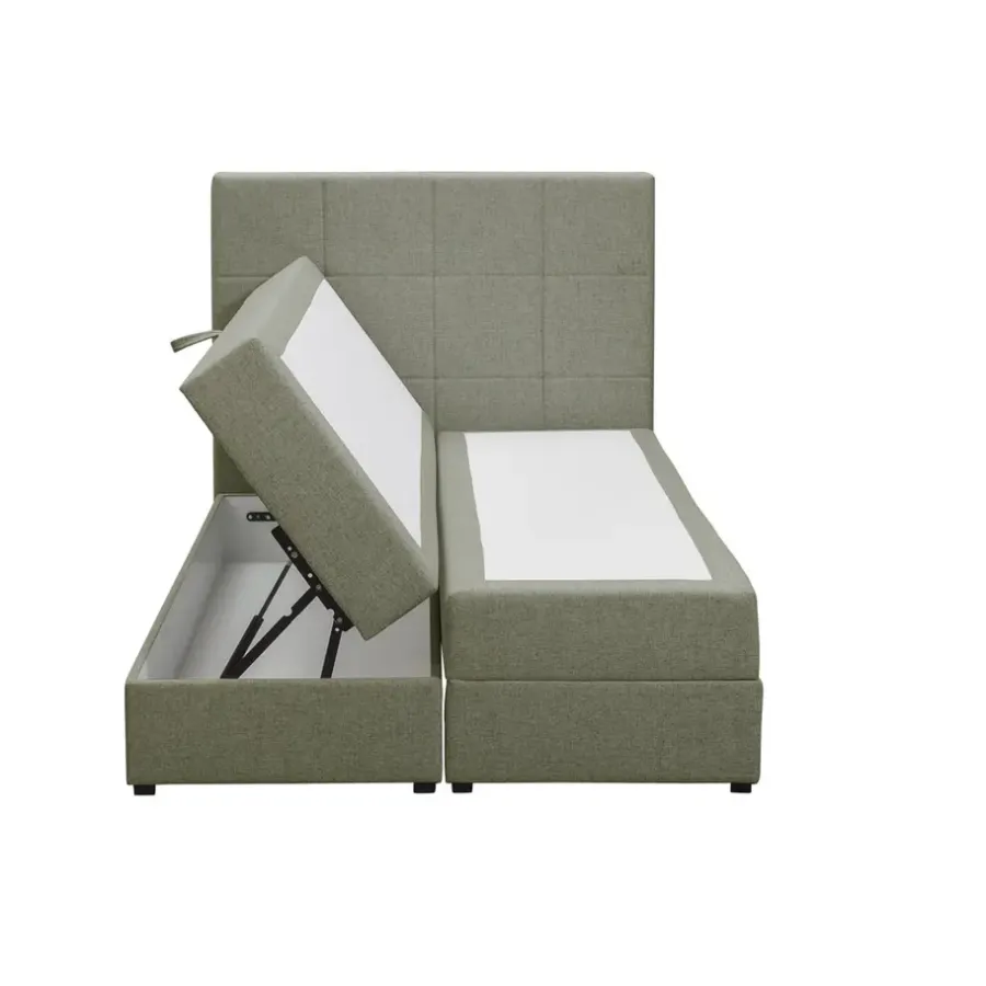 1-Persoons Boxsprings-Leen Bakker Boxspring met opbergruimte Liv geblokt - groen - 120x200 cm