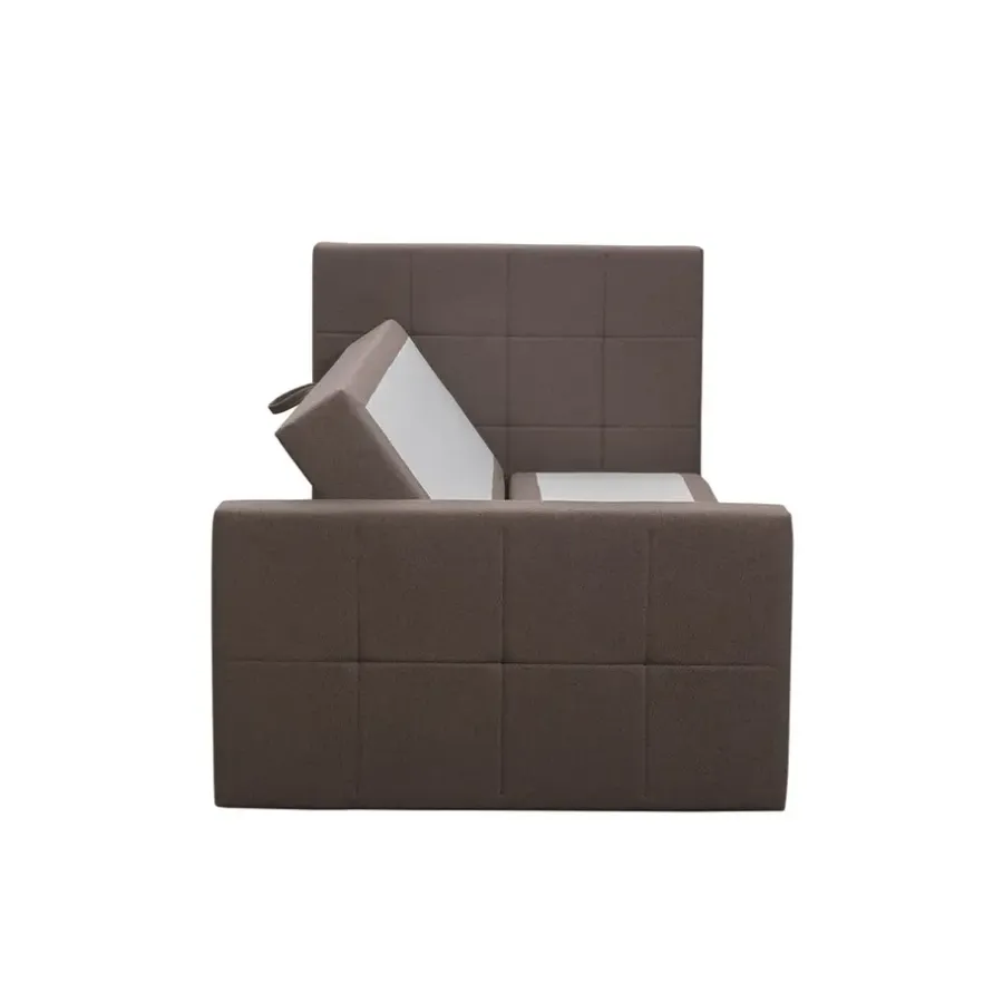 1-Persoons Boxsprings-Leen Bakker Boxspring met opbergruimte en voetbord Liv geblokt - donkerbruin - 120x200cm