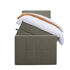 Leen Bakker Boxspring met opbergruimte en voetbord Liv geblokt - groen - 90x200cm