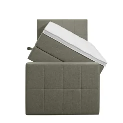 Leen Bakker Boxspring met opbergruimte en voetbord Liv geblokt - groen - 90x200cm