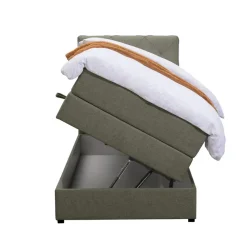 Leen Bakker Boxspring met opbergruimte Liv geruit - groen - 90x200 cm