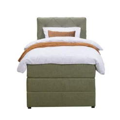Leen Bakker Boxspring met opbergruimte Liv geruit - groen - 90x200 cm