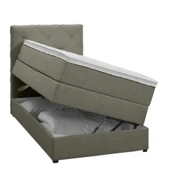 Leen Bakker Boxspring met opbergruimte Liv geruit - groen - 90x200 cm
