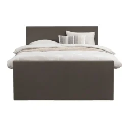 Leen Bakker Boxspring met opbergruimte en voetbord Liv egaal - donkerbruin - 140x200cm