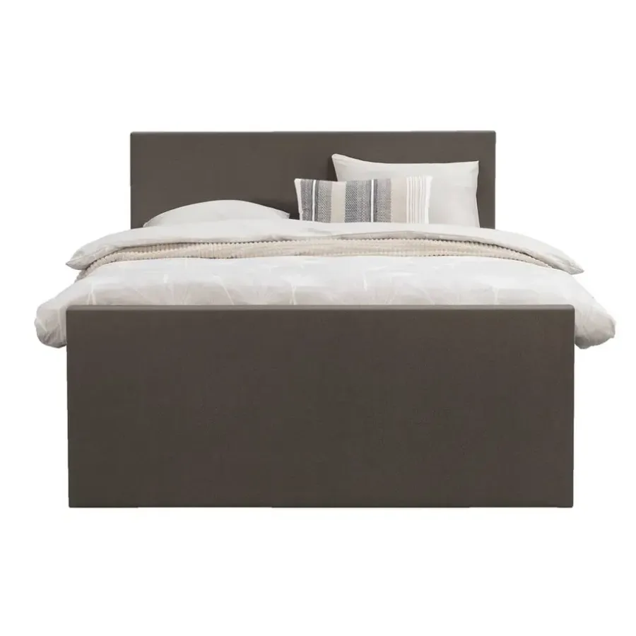 Leen Bakker Boxspring met opbergruimte en voetbord Liv egaal - donkerbruin - 140x200cm