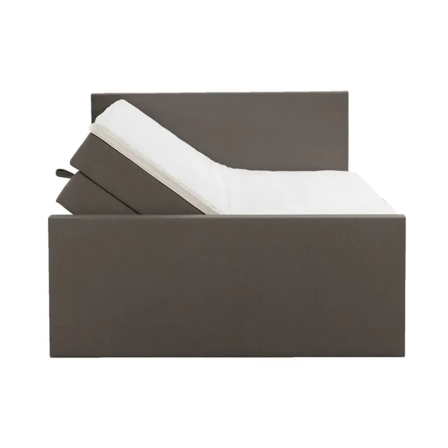 Leen Bakker Boxspring met opbergruimte en voetbord Liv egaal - donkerbruin - 140x200cm