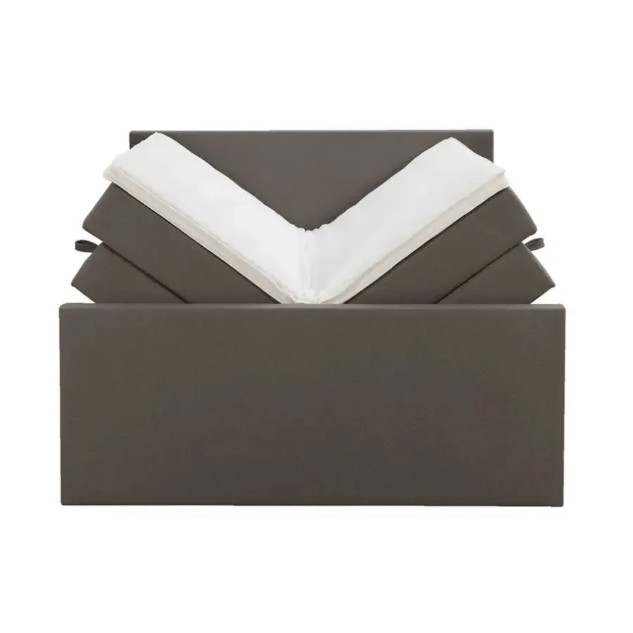 Leen Bakker Boxspring met opbergruimte en voetbord Liv egaal - donkerbruin - 140x200cm