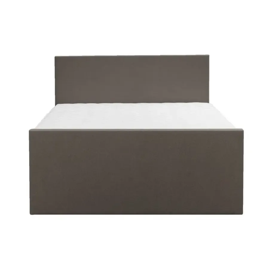 Leen Bakker Boxspring met opbergruimte en voetbord Liv egaal - donkerbruin - 140x200cm