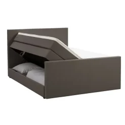 Leen Bakker Boxspring met opbergruimte en voetbord Liv egaal - donkerbruin - 140x200cm