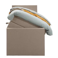Leen Bakker Boxspring met opbergruimte en voetbord Liv egaal - beige - 90x200cm