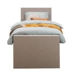 Leen Bakker Boxspring met opbergruimte en voetbord Liv egaal - beige - 90x200cm