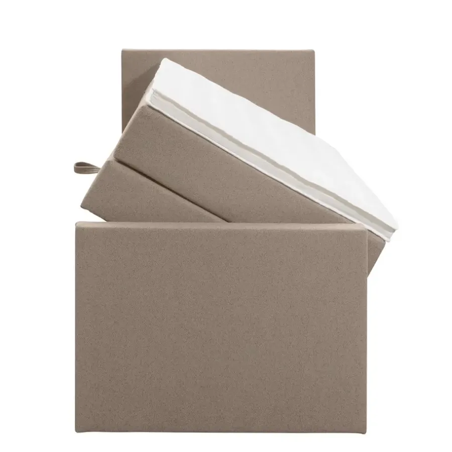 Leen Bakker Boxspring met opbergruimte en voetbord Liv egaal - beige - 90x200cm