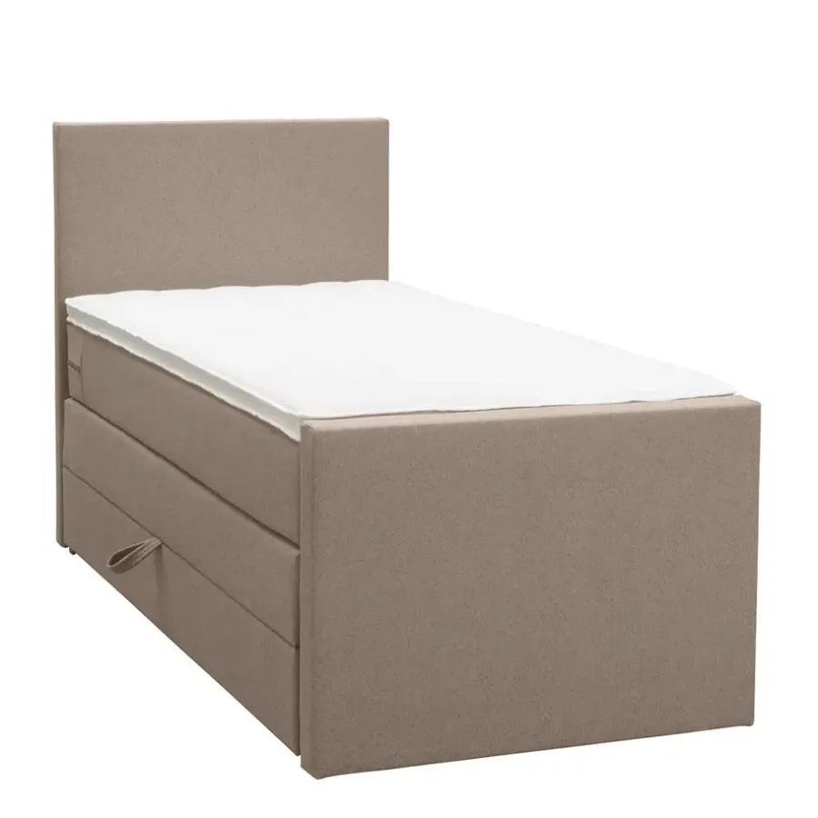 Leen Bakker Boxspring met opbergruimte en voetbord Liv egaal - beige - 90x200cm