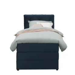Leen Bakker Boxspring met opbergruimte Liv geruit - blauw - 90x200 cm