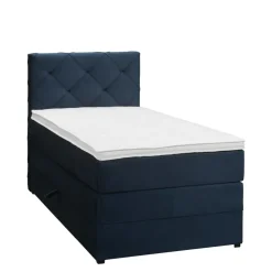 Leen Bakker Boxspring met opbergruimte Liv geruit - blauw - 90x200 cm