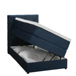 Leen Bakker Boxspring met opbergruimte Liv geruit - blauw - 90x200 cm