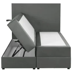 Leen Bakker Boxspring met opbergruimte Liv egaal - grijs - 120x200 cm