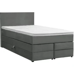Leen Bakker Boxspring met opbergruimte Liv egaal - grijs - 120x200 cm