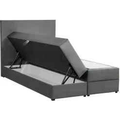Leen Bakker Boxspring met opbergruimte Liv egaal - grijs - 120x200 cm