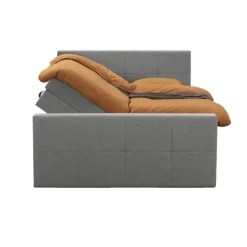 Leen Bakker Boxspring met opbergruimte en voetbord Liv geblokt - lichtgrijs - 180x200cm