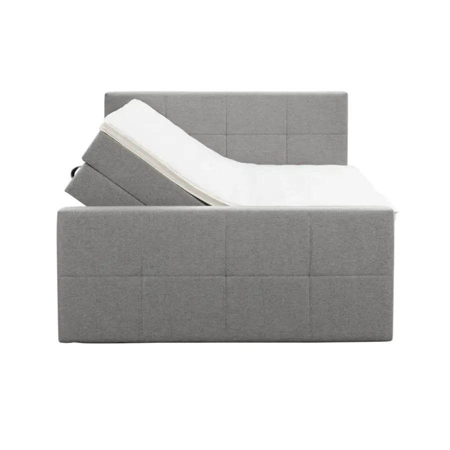 Leen Bakker Boxspring met opbergruimte en voetbord Liv geblokt - lichtgrijs - 180x200cm