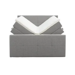 Leen Bakker Boxspring met opbergruimte en voetbord Liv geblokt - lichtgrijs - 180x200cm