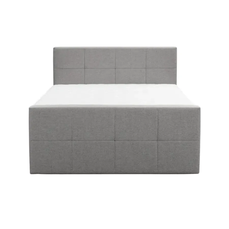 Leen Bakker Boxspring met opbergruimte en voetbord Liv geblokt - lichtgrijs - 180x200cm