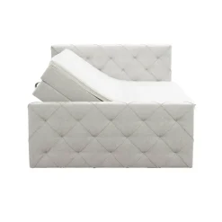 2-Persoons Boxsprings-Leen Bakker Boxspring met opbergruimte en voetbord Liv geruit - ecru - 180x200cm