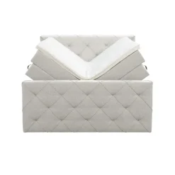 2-Persoons Boxsprings-Leen Bakker Boxspring met opbergruimte en voetbord Liv geruit - ecru - 180x200cm