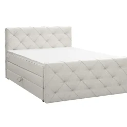 2-Persoons Boxsprings-Leen Bakker Boxspring met opbergruimte en voetbord Liv geruit - ecru - 180x200cm