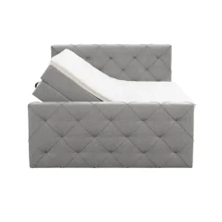 Leen Bakker Boxspring met opbergruimte en voetbord Liv geruit - lichtgrijs - 140x200cm