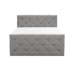 Leen Bakker Boxspring met opbergruimte en voetbord Liv geruit - lichtgrijs - 140x200cm
