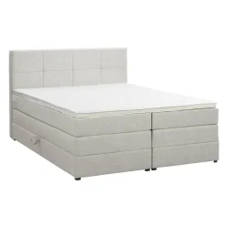 Leen Bakker Boxspring met opbergruimte Liv geblokt - ecru - 180x200 cm