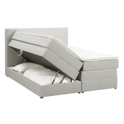 Leen Bakker Boxspring met opbergruimte Liv geblokt - ecru - 180x200 cm