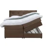 Leen Bakker Boxspring met opbergruimte Liv geruit - bruin - 140x200 cm