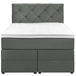 1-Persoons Boxsprings-Leen Bakker Boxspring met opbergruimte Liv geruit - grijs - 120x200 cm