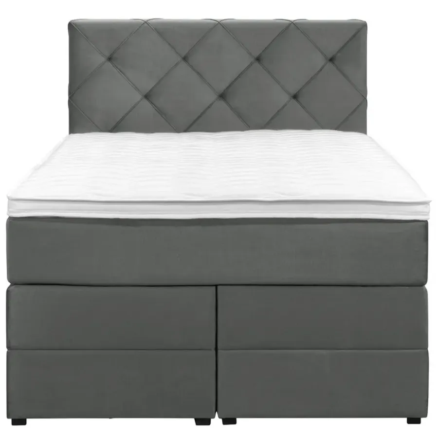1-Persoons Boxsprings-Leen Bakker Boxspring met opbergruimte Liv geruit - grijs - 120x200 cm